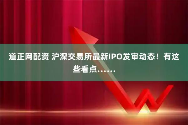 道正网配资 沪深交易所最新IPO发审动态！有这些看点……