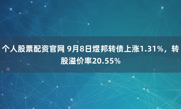 个人股票配资官网 9月8日煜邦转债上涨1.31%，转股溢价率20.55%